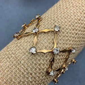 Rhinestone Expandable Bangle Bracelet Bun Wrap As Is Gold Copper Scalloped Retro